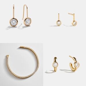 BaubleBar jewelry set: 8mm bezel earrings, 5mm earrings, 2mm tennis & Huggies!